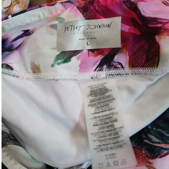 Betsey Johnson Performance Water Color Rose Floral Print Leggings Cropped 7/8 - Picture 4 of 9